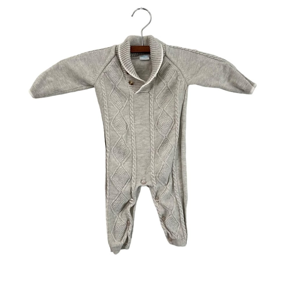 Edgehill Collection Gray Shawl Collar Cable Knit Sweater One Piece Boys Size 6M
